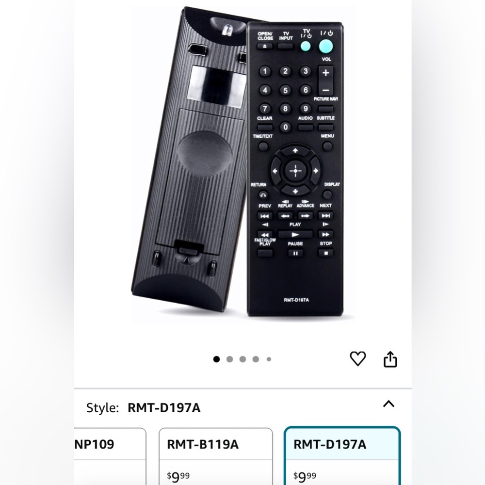 NWT Black Remote Control RMT-D197A